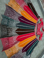 Multicolor Panel Lehenga with Red Choli & Yellow Dupatta