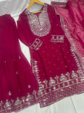 Royal Wine Embroidered Kurta Set with Heavy Dupatta