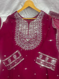 Royal Wine Embroidered Kurta Set with Heavy Dupatta