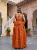 Royal Orange Anarkali Suit Set with Elegant Dupatta