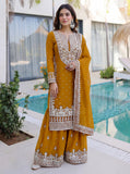 Mustard Yellow Embroidered Kurta Set with Heavy Dupatta