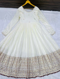 Royal Ivory Anarkali Gown with Zari Border Dupatta