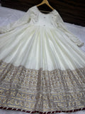 Royal Ivory Anarkali Gown with Zari Border Dupatta