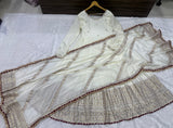 Royal Ivory Anarkali Gown with Zari Border Dupatta