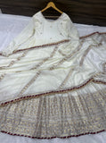 Royal Ivory Anarkali Gown with Zari Border Dupatta