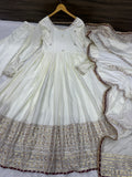 Royal Ivory Anarkali Gown with Zari Border Dupatta