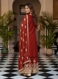 Royal Red Embroidered Kurta Palazzo Set with Dupatta