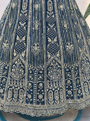 Teal Blue Designer Lehenga
