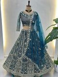 Teal Blue Designer Lehenga