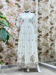 Designer White Anarkali with Heavy Embroidered Dupatta