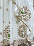 Designer White Anarkali with Heavy Embroidered Dupatta