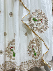 Designer White Anarkali with Heavy Embroidered Dupatta
