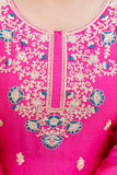 Rani Pink Embroidered Kurta Sharara Set with Heavy Gold Work