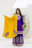 Royal Purple Embroidered Kurta with Intricate Thread Work – Festive Wear Special