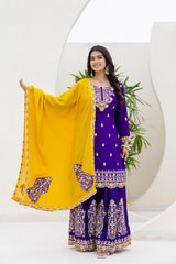 Royal Purple Embroidered Kurta with Intricate Thread Work – Festive Wear Special