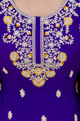 Royal Purple Embroidered Kurta with Intricate Thread Work – Festive Wear Special