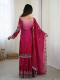 Rani Pink Kurta Sharara Set with Multicolor Embroidery – Festive & Wedding Wear