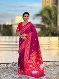 magenta-purple-pichwai-silk-saree-with-pink-zari-border