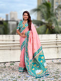 pastel-pink-pichwai-silk-saree-with-rama-green-border