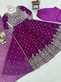 Premium ethnic purple floor length Anarkali suit for women