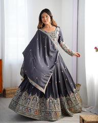Charcoal Grey Designer Lehenga