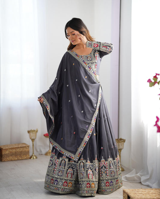 Charcoal Grey Designer Lehenga
