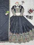Charcoal Grey Designer Lehenga