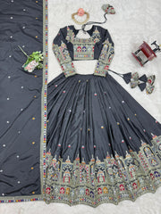 Charcoal Grey Designer Lehenga