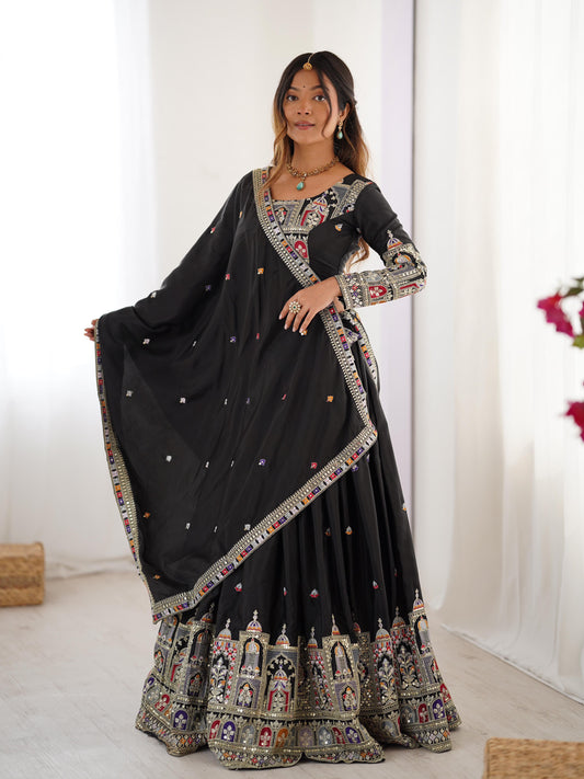 Royal Black Heritage Lehenga