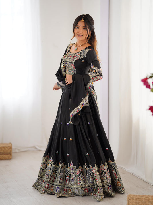 Royal Black Heritage Lehenga