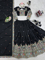 Royal Black Heritage Lehenga