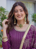 Traditional purple Pakistani style sharara set with dupatta