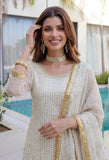 Traditional white kurta sharara set with embroidered dupatta for women