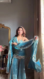 Graceful Aqua Blue Ethnic Sharara Outfit