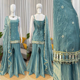 Graceful Aqua Blue Ethnic Sharara Outfit