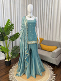 Graceful Aqua Blue Ethnic Sharara Outfit