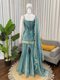 Graceful Aqua Blue Ethnic Sharara Outfit