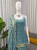 Graceful Aqua Blue Ethnic Sharara Outfit