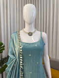 Graceful Aqua Blue Ethnic Sharara Outfit