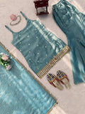 Graceful Aqua Blue Ethnic Sharara Outfit