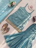 Graceful Aqua Blue Ethnic Sharara Outfit