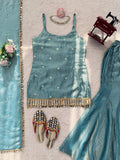 Graceful Aqua Blue Ethnic Sharara Outfit