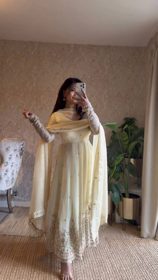 Premium Light Yellow Anarkali for Wedding & Festive Wear