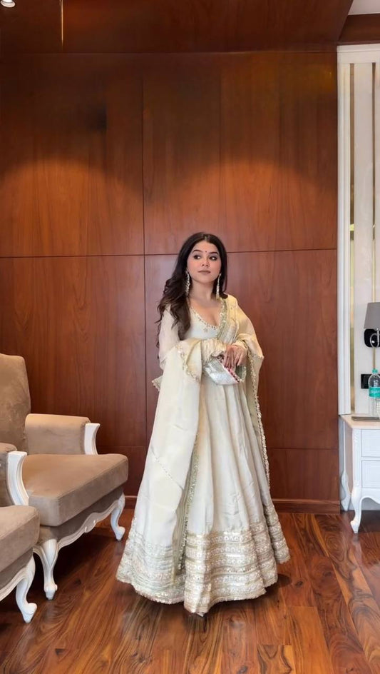 Premium Cream Anarkali Suit for Festive & Wedding Wear