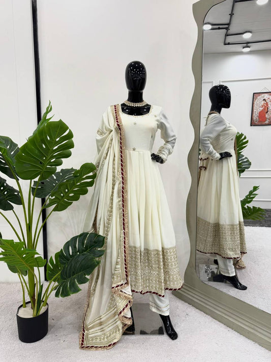 Premium Cream Anarkali Suit for Festive & Wedding Wear