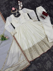 Premium Cream Anarkali Suit for Festive & Wedding Wear