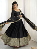 Elegant Black Anarkali with Golden Embroidery Dupatta