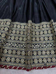 Elegant Black Anarkali with Golden Embroidery Dupatta