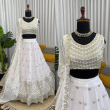 Elegant White & Gold Lehenga with Embroidered Dupatta
