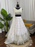 Elegant White & Gold Lehenga with Embroidered Dupatta